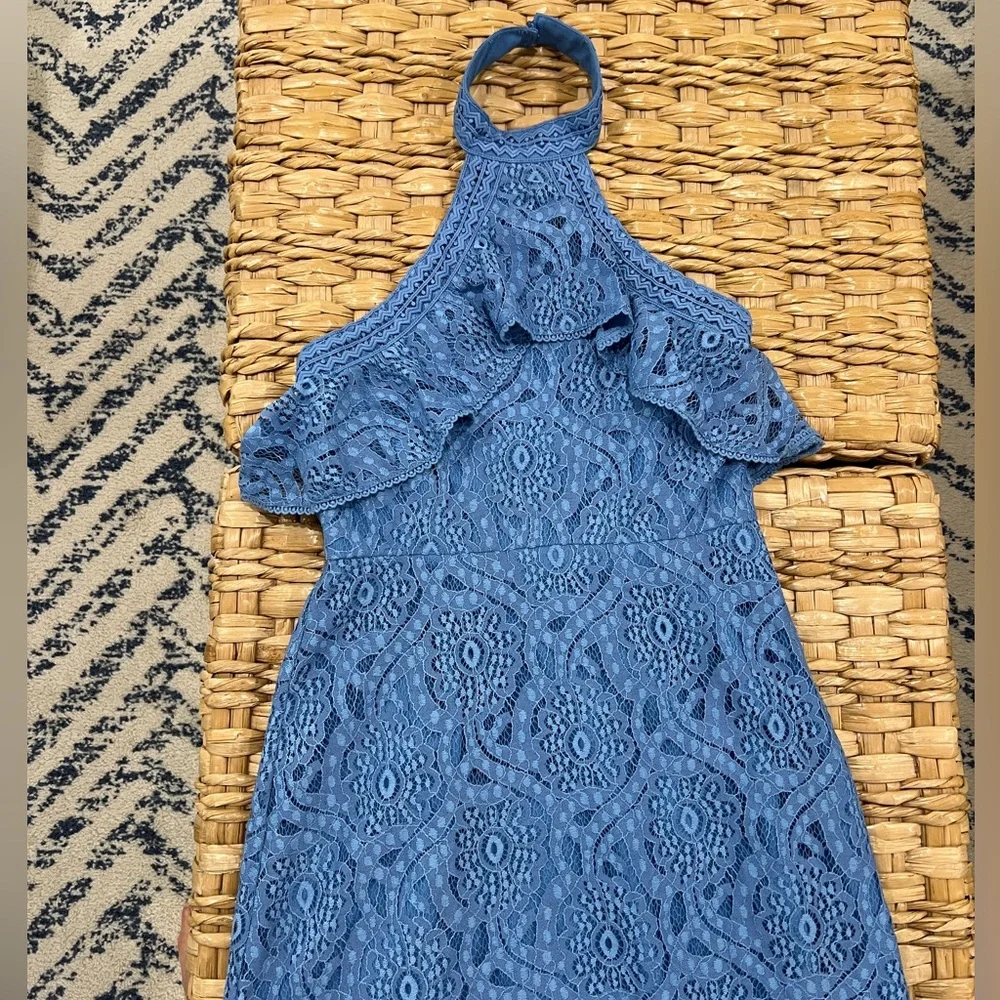 NWT Chelsea 28 Blue Asymmetrical Lace Dress - Picture 2 of 6